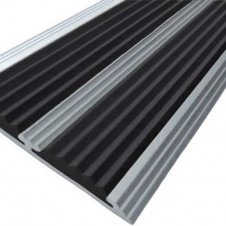 Планка алюминиевая с 2-мя вставками ,70*5мм, 1м, черная