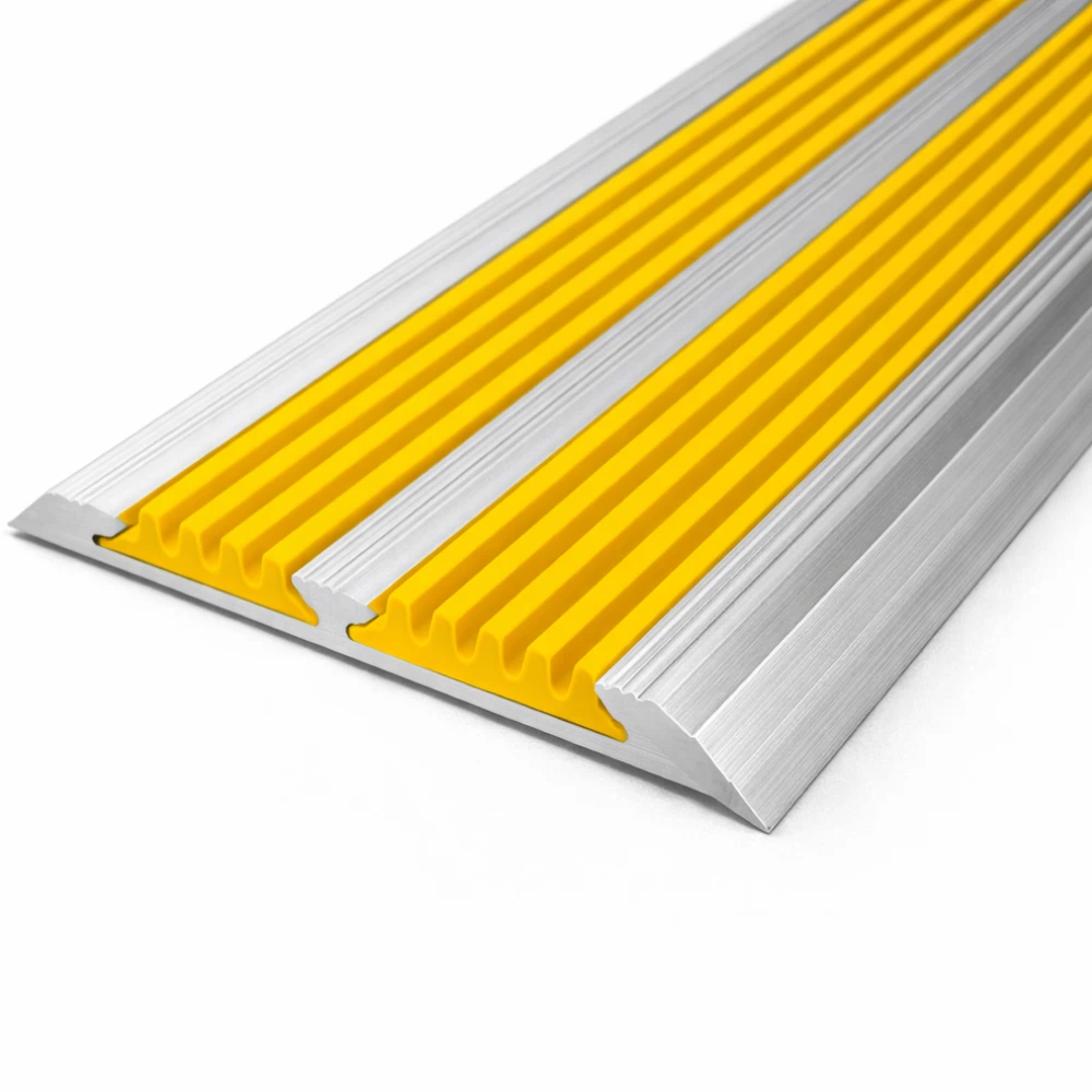Планка алюминиевая с 2-мя вставками ,70*5мм, 3м, желтая