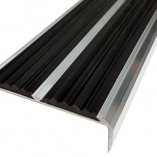 Угол алюминиевый, самоклеющийся, с 2-мя вставками 70*26мм, 3м, вставки черные