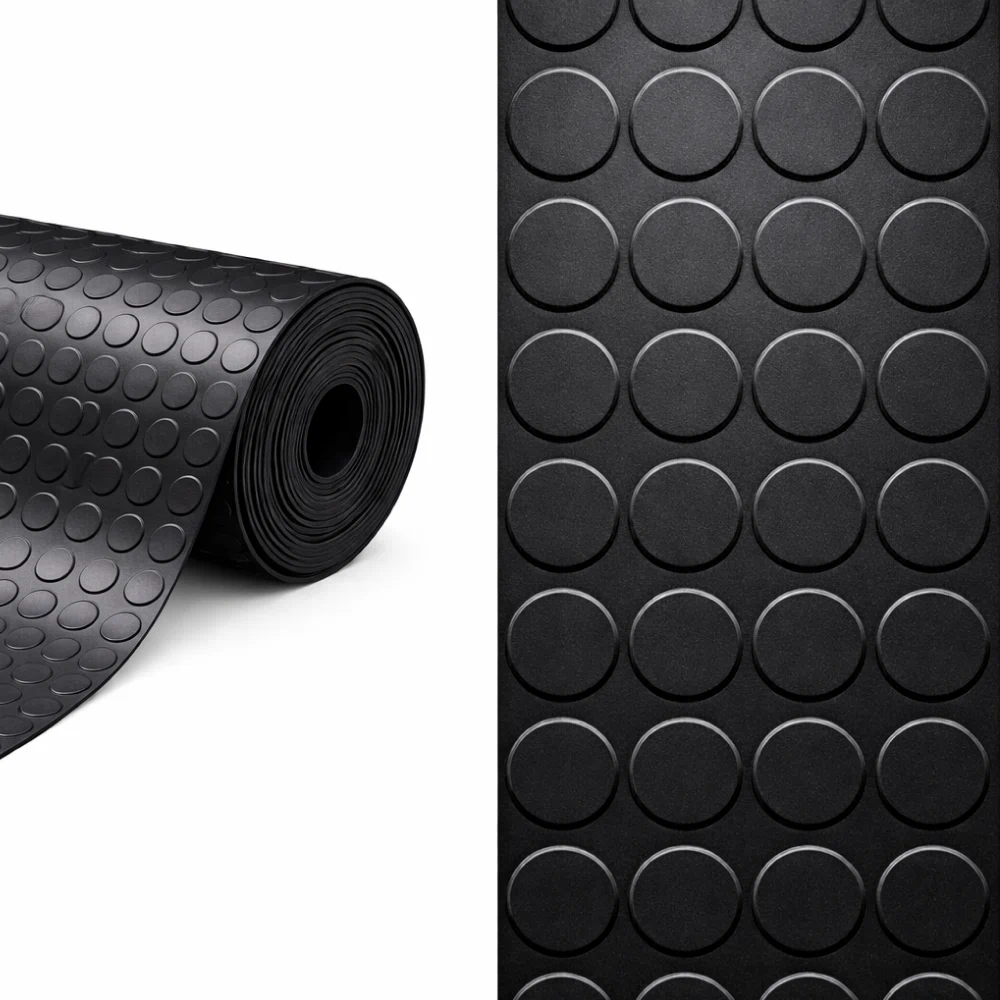 Покрытие рулонное, резиновое, 1,5м/10м, 3-4мм, пятачок, черное