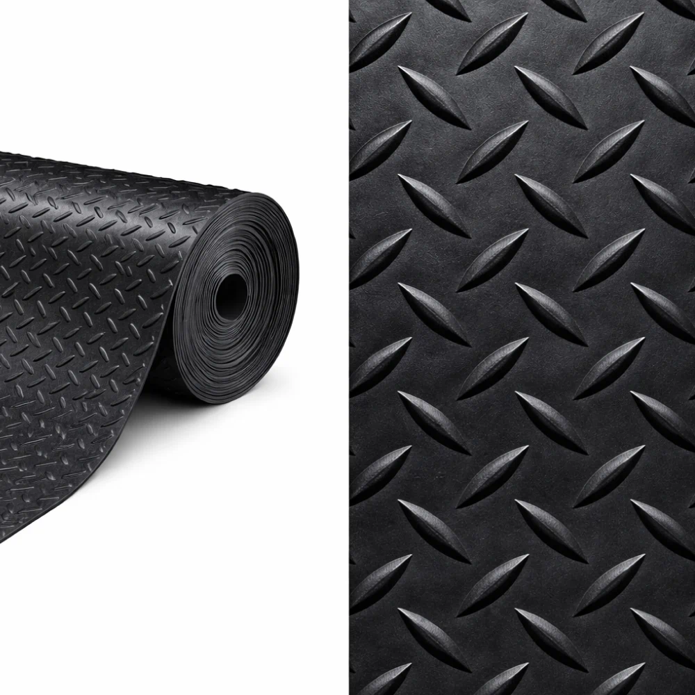 Покрытие рулонное, резиновое, 1,5м, 3-4мм, елочка, черное